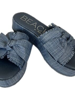 Beach by Matisse Blue Raffia Knot Slide Sandals